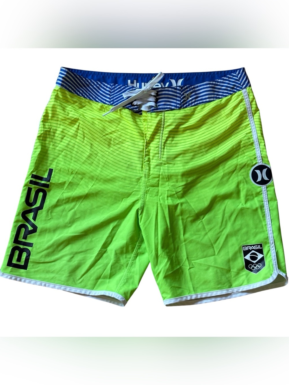 Hurley Phantom Brazil Swim Board Shorts Green Team Mens Size 33 Olympics